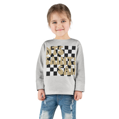 Toddler Checkered Saints Long Sleeve