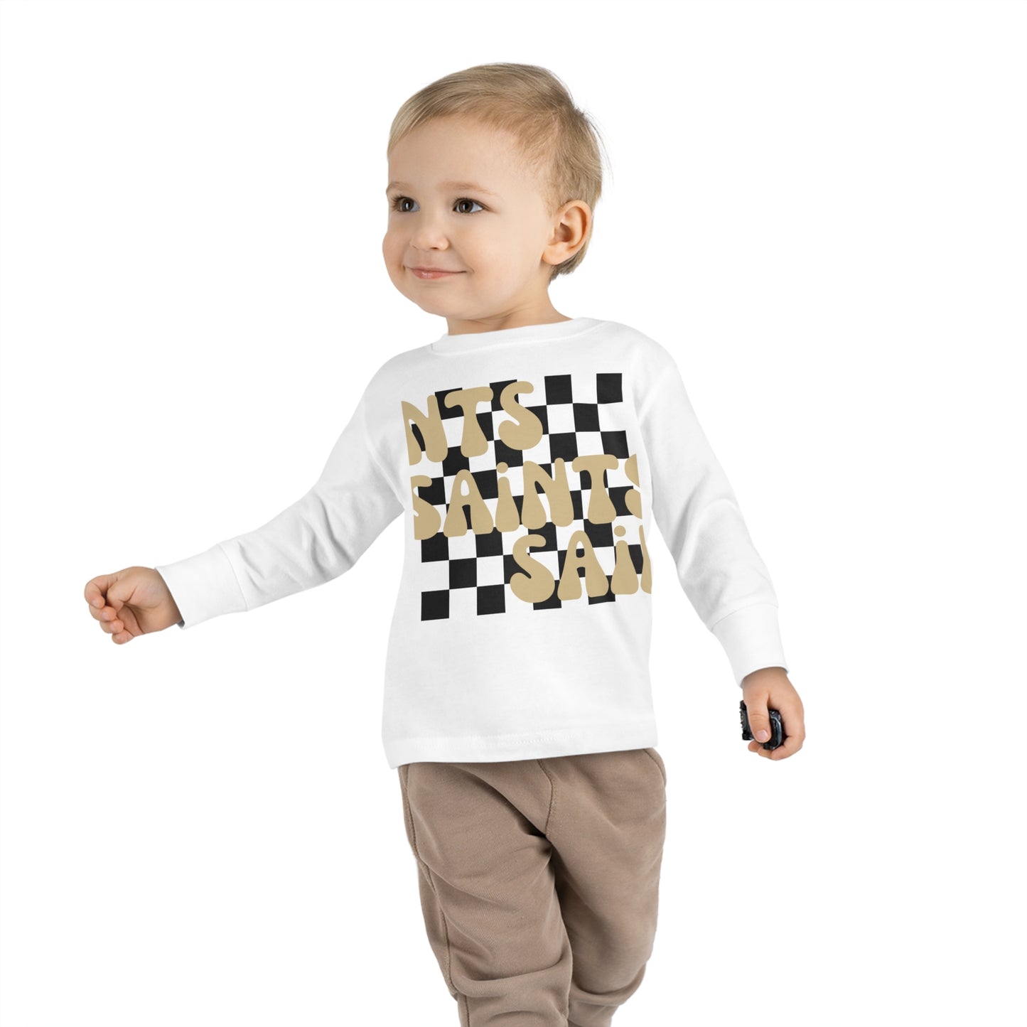 Toddler Checkered Saints Long Sleeve