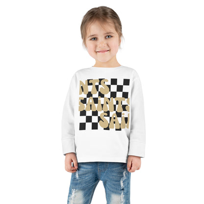 Toddler Checkered Saints Long Sleeve