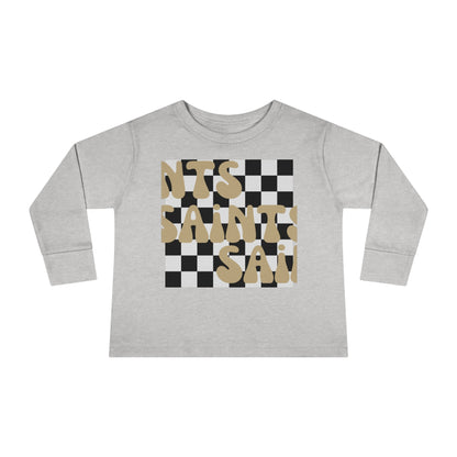 Toddler Checkered Saints Long Sleeve