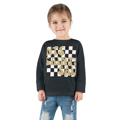 Toddler Checkered Saints Long Sleeve